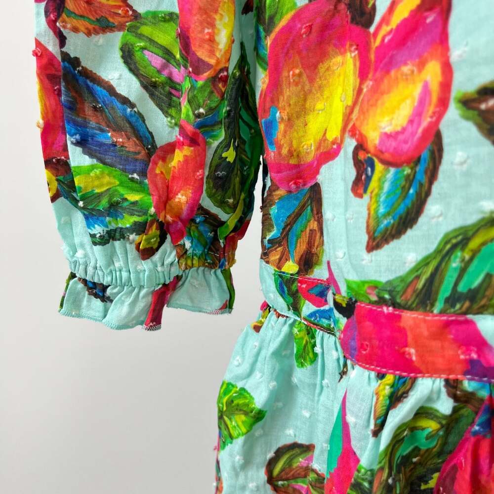 NWOT Tropical Fruit Parrot Print Mini Dress Size S - Picture 9 of 14